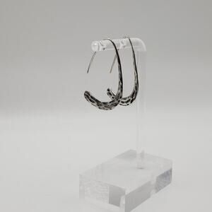 Vintage Signed C&H 925 Sterling Silver Hammered Dangle Earrings 1.5"